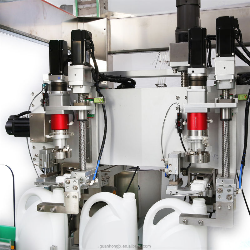 Machine de fermeture de bouteilles à 3 têtes à suivi automatique de haute productivité